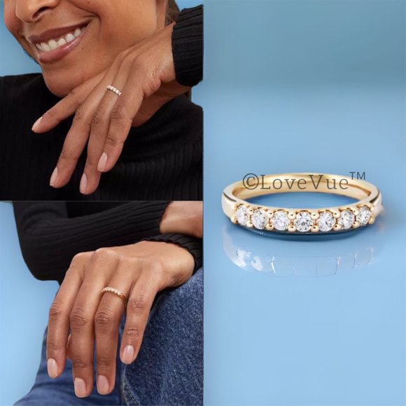 2.5mm Diamond Brilliant Cut Half Eternity Engagement Wedding Ring Band - Picture 7 of 16